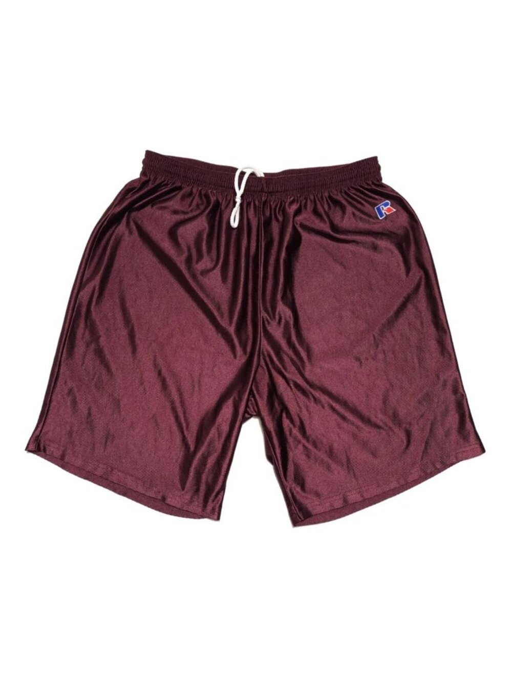 Russell Men’s Silky Shiny Dazzle Athletic Basketball Gym Shorts Maroon Large